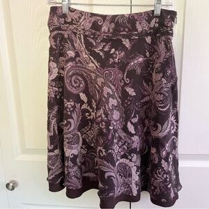 Ann Taylor Purple and Black Paisley Y2K A-Line Skirt